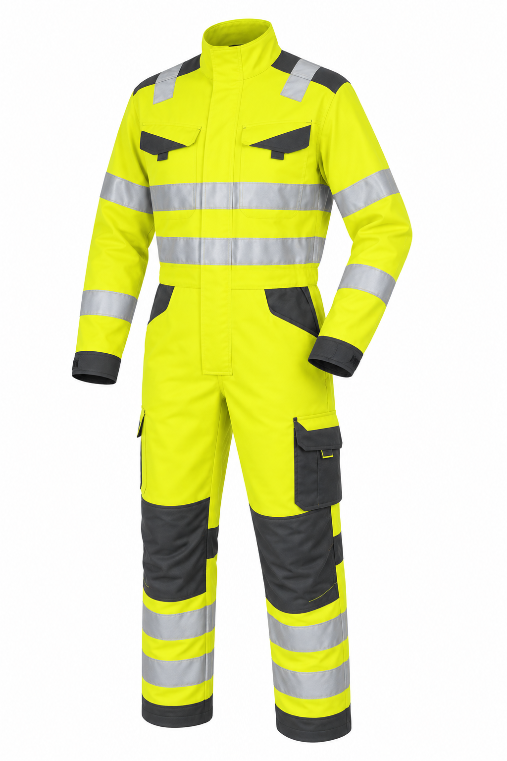 Combinaison professionnelle haute visibilité bicolore avec renforts aux genoux