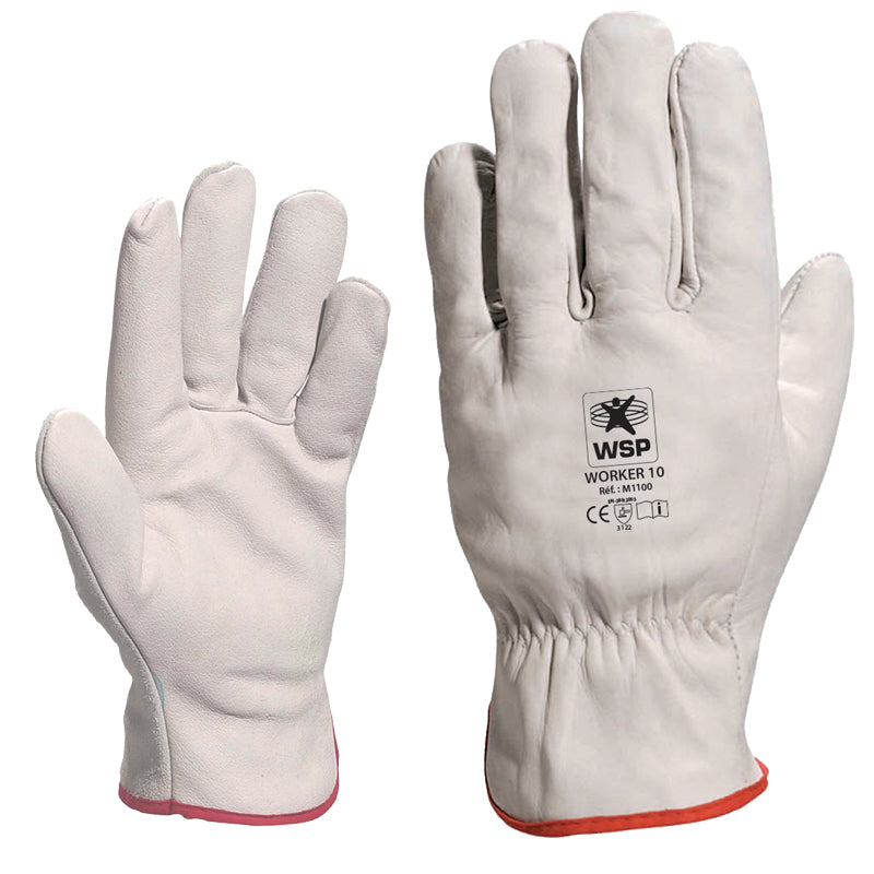 Gants de travail en cuir WORKER M1100 World Safety Power pour manutention et BTP