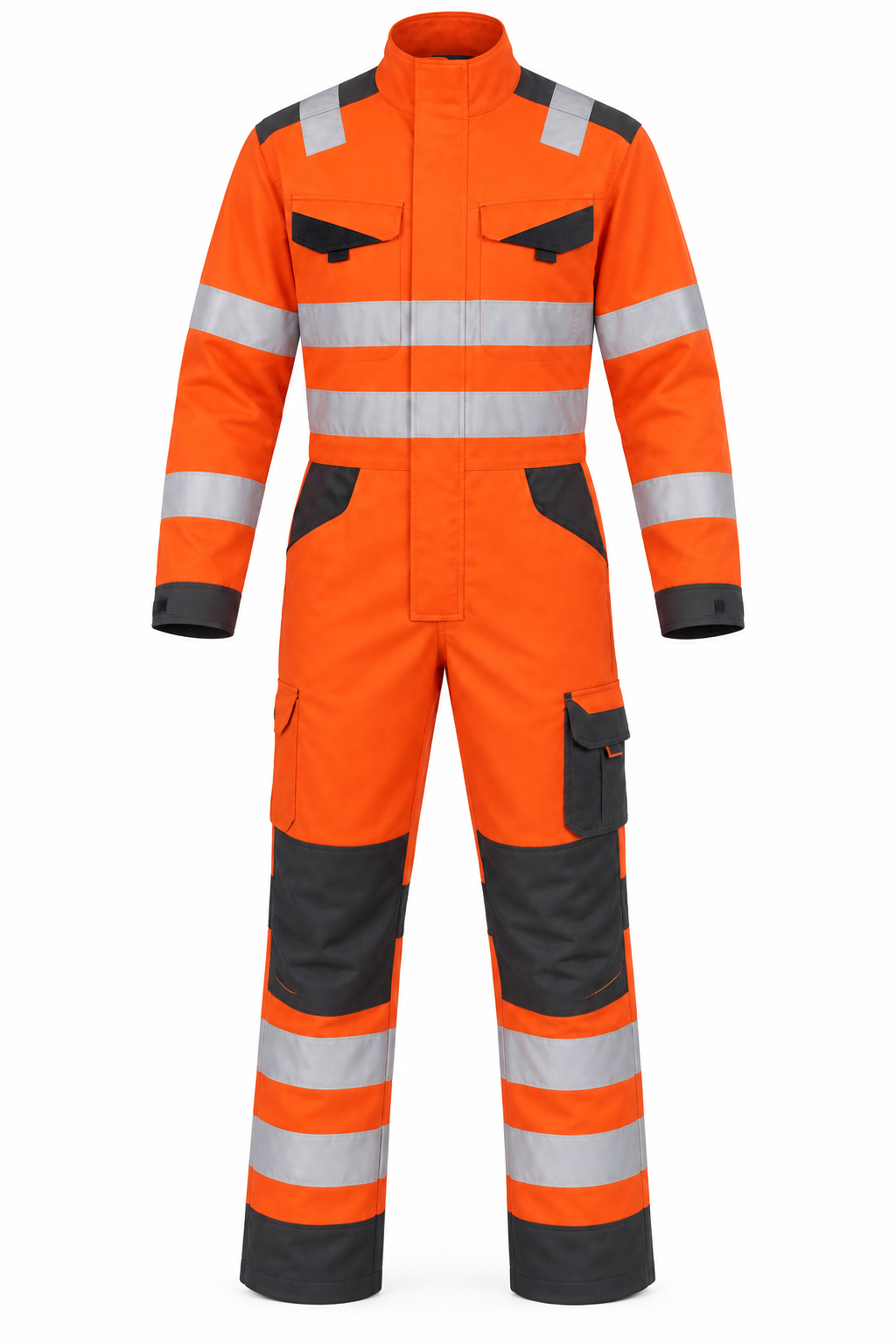 Combinaison de travail haute visibilité orange avec bandes réfléchissantes
