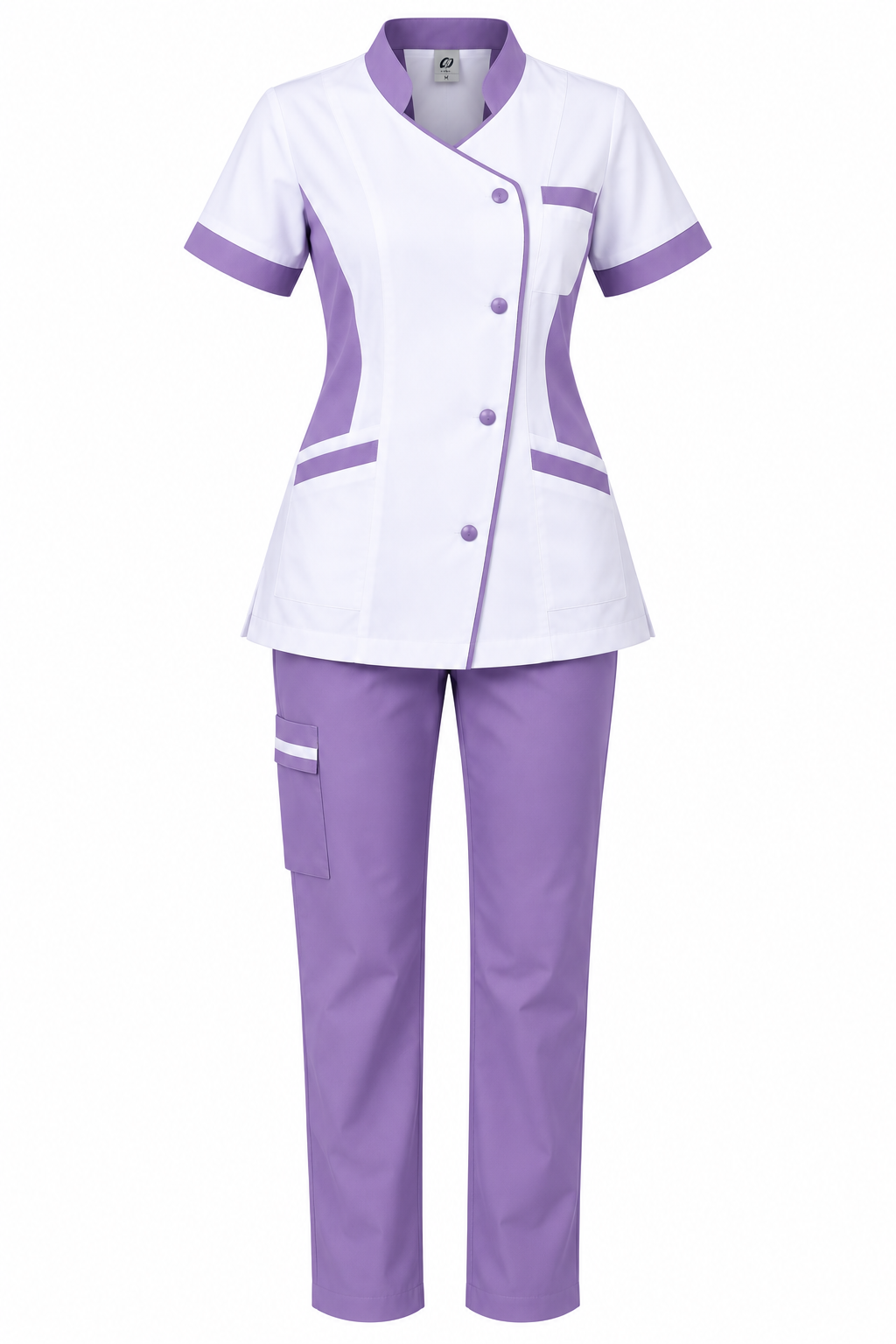 Ensemble Médical Femme Blanc et Violet – Blouse et Pantalon