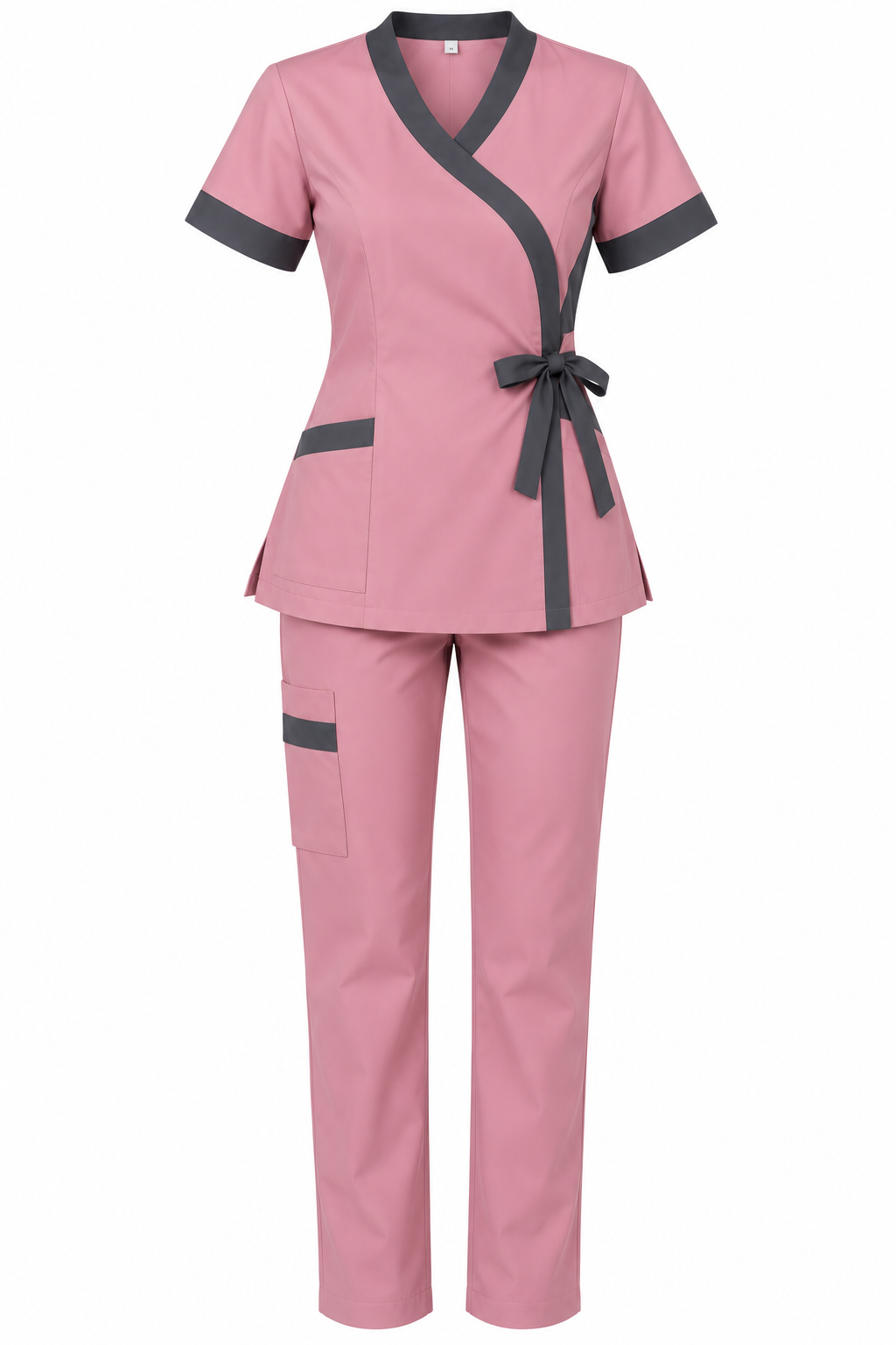 Ensemble Médical Femme Rose et Gris – Blouse et Pantalon