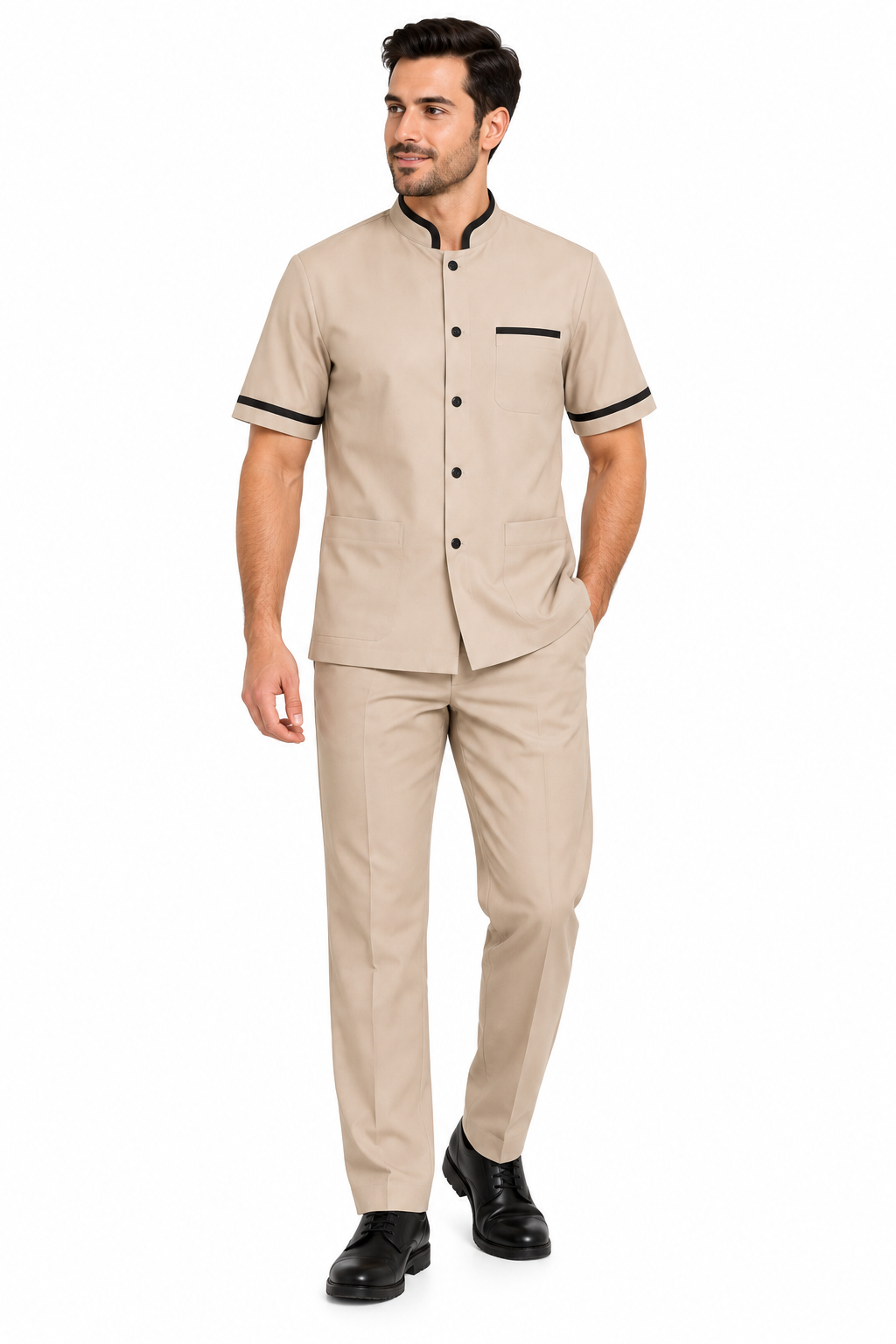 Ensemble Professionnel Homme pour Accueil et Service – Beige
