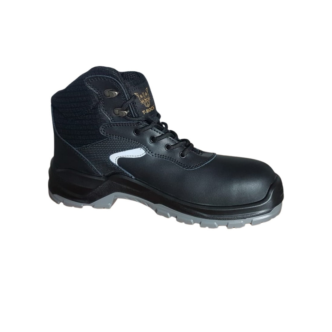 Chaussure de sécurité haute PROTECT S3 Composite en cuir noir avec semelle antidérapante SR