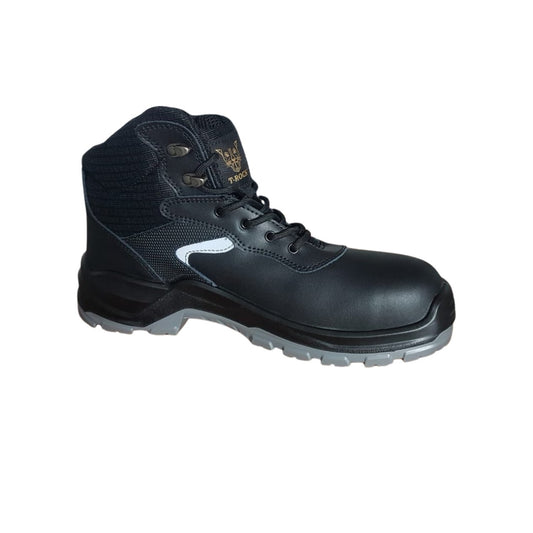 Chaussure de sécurité haute PROTECT S3 Composite en cuir noir avec semelle antidérapante SR