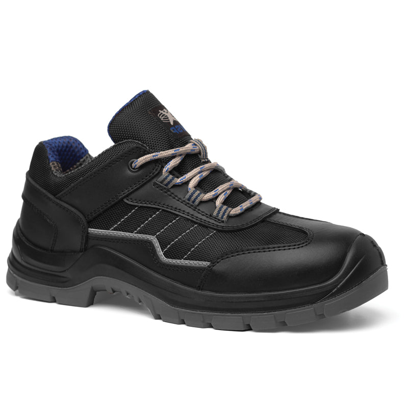 Chaussure de sécurité basse RUSS S3 SRC en cuir noir avec embout acier et semelle anti-perforation